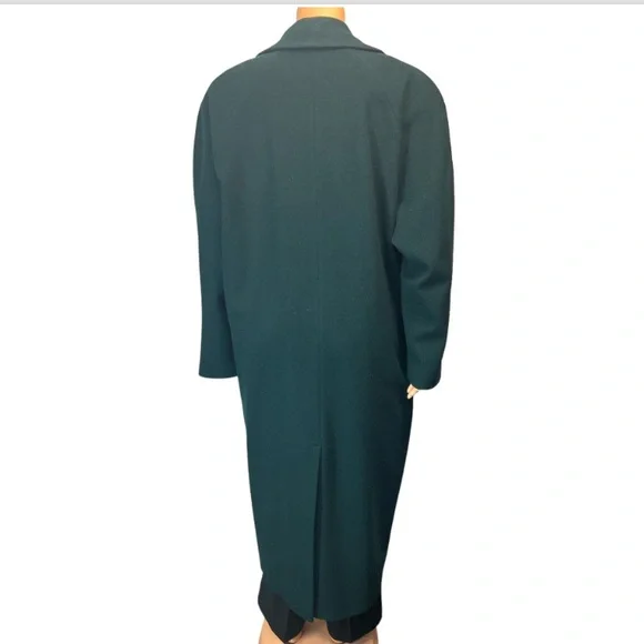 Vintage Wool Coat Long Green Notched Lapel International Scenelined size 16